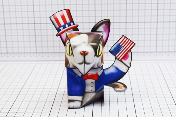 PTI Creationist Cat 4th July America Paper Toy Image Front