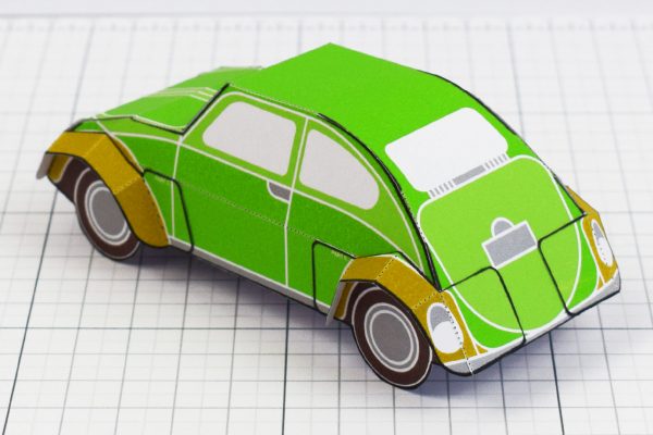PTI - Enkl Twinkl Vintage Car paper toy craft model - Green Back