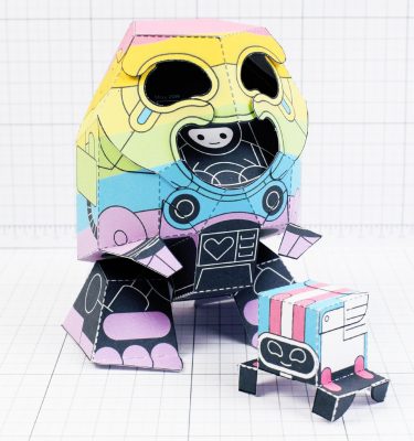 PTI-Gaysper Pride paper toy rainbow ghost robot photo image - Main