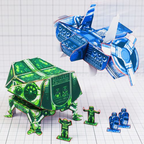 THU- Fold Up Toy Delivery Dudes Robot Paper Toy - Square