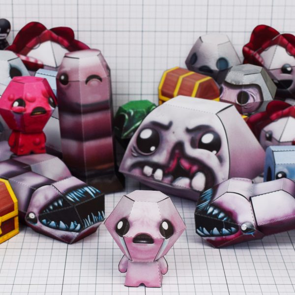 PTI - Binding of Issac fold up toys - paper toys - group shot