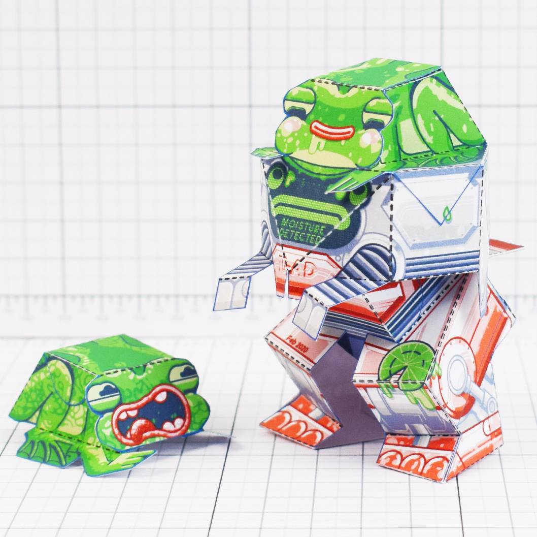PTI - Techno Toad Frog Robot Paper Toy Craft - Square
