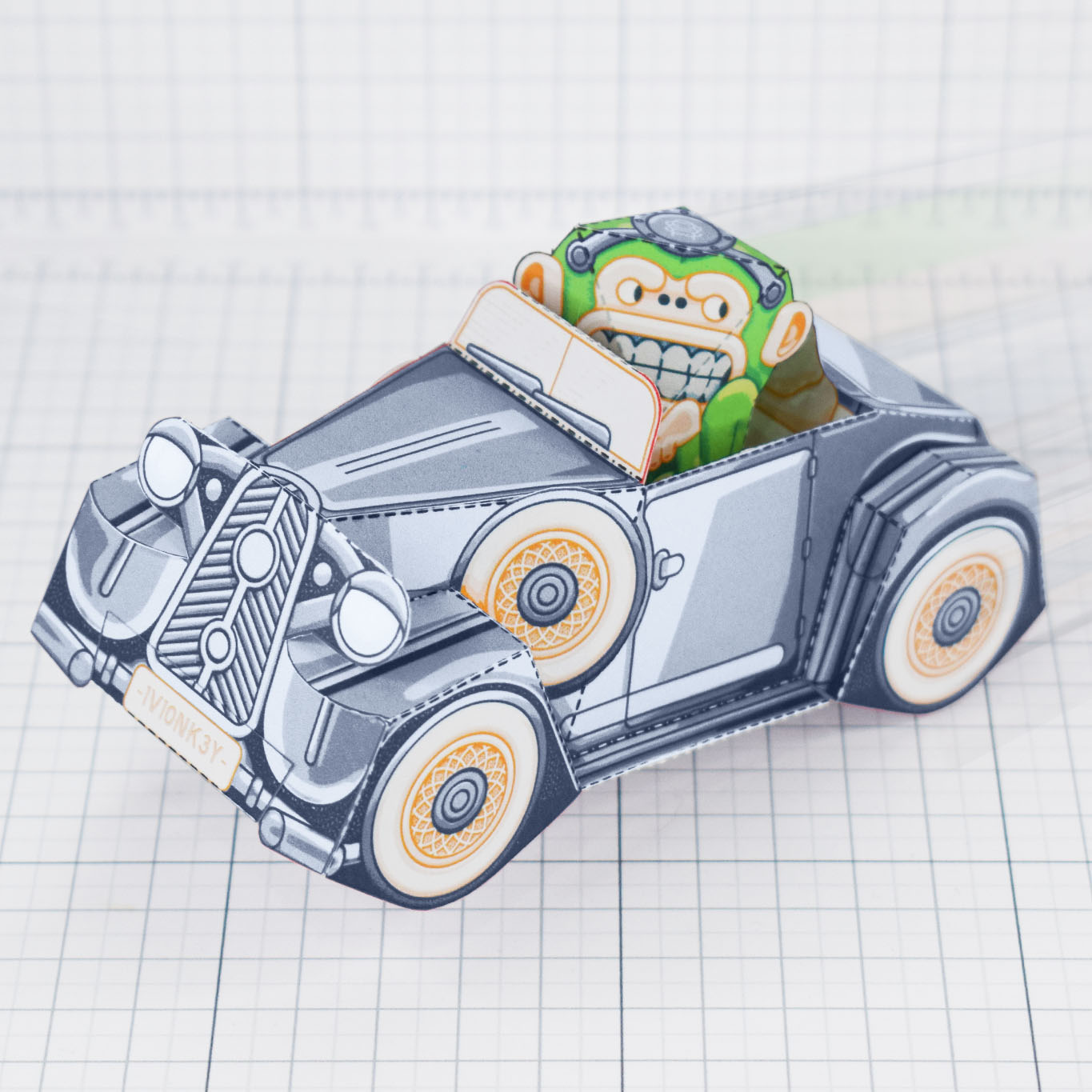 PTI - Monkey Motor paper toy car image - Main