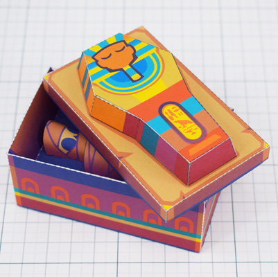 THU- Embalmed Queen Mummy Sarcophagus Paper Toy Image - Thumbnail