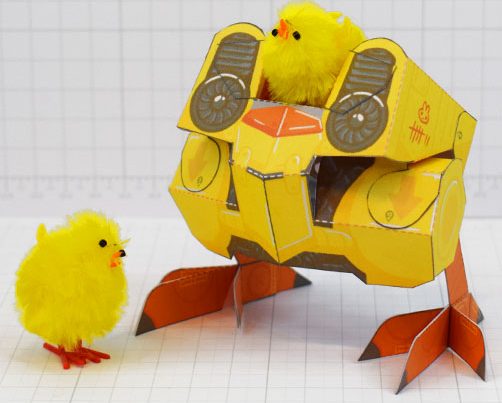 PTI - Mother Clucker Easter Paper Toy Chicken Mech Robot - Thumbnail