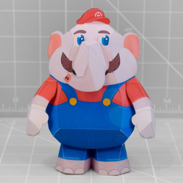 A papercraft of Elephant Mario from Super Mario Bros' Wonder, which is available as a free download