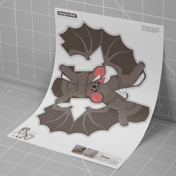 a photo of a papercraft depicting a simple and cute vampire bat