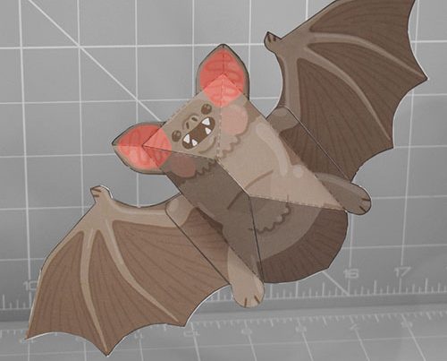 a photo of a papercraft depicting a simple and cute vampire bat