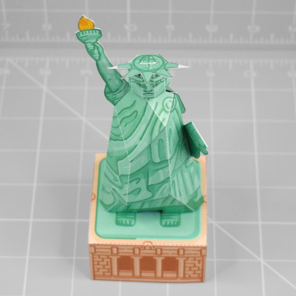A photo of a papercraft depicting the statue of liberty